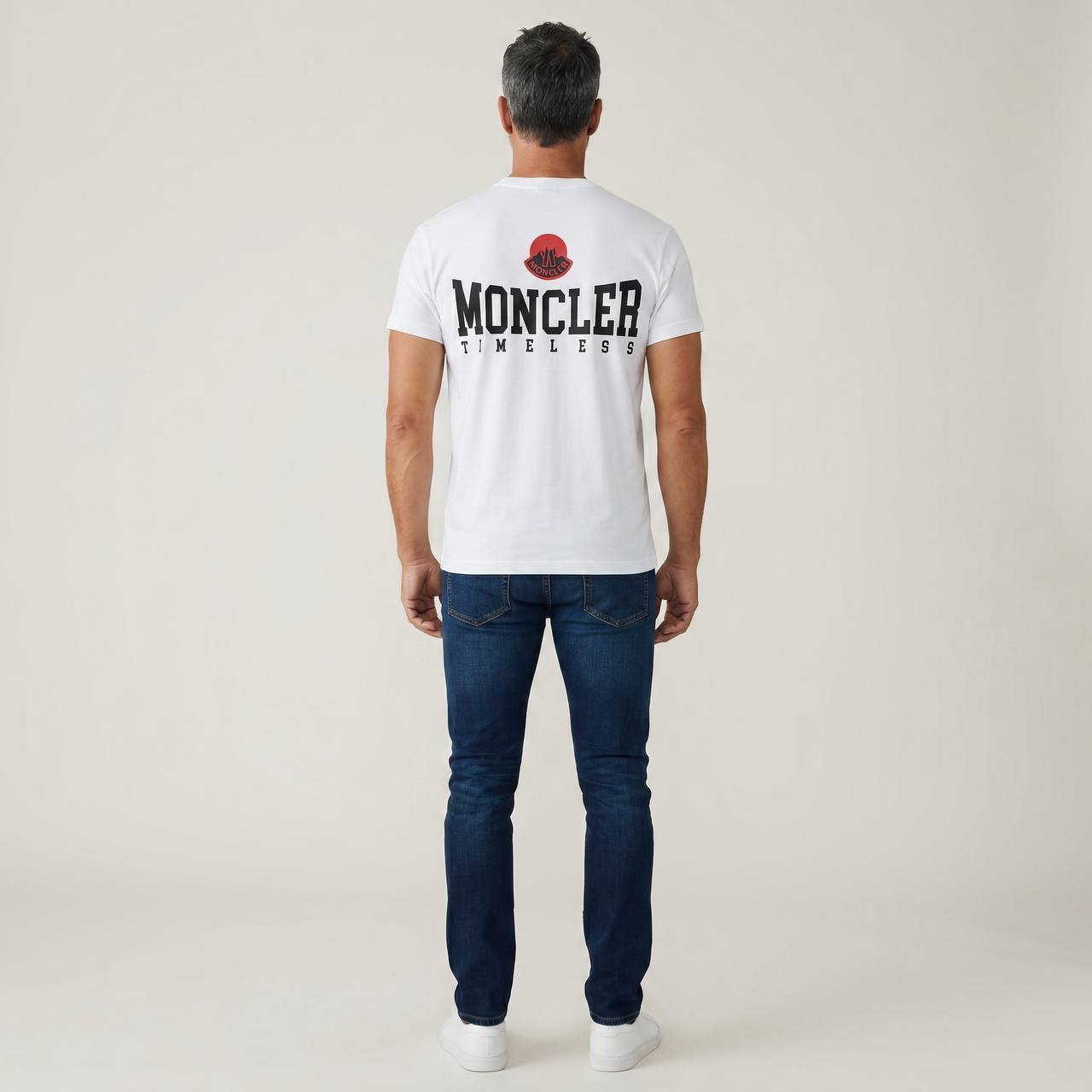 Moncler Timeless White Logo T-Shirt 🤍🔥 | Premium Cotton Front & Back Print Tee - MASTERPIECE