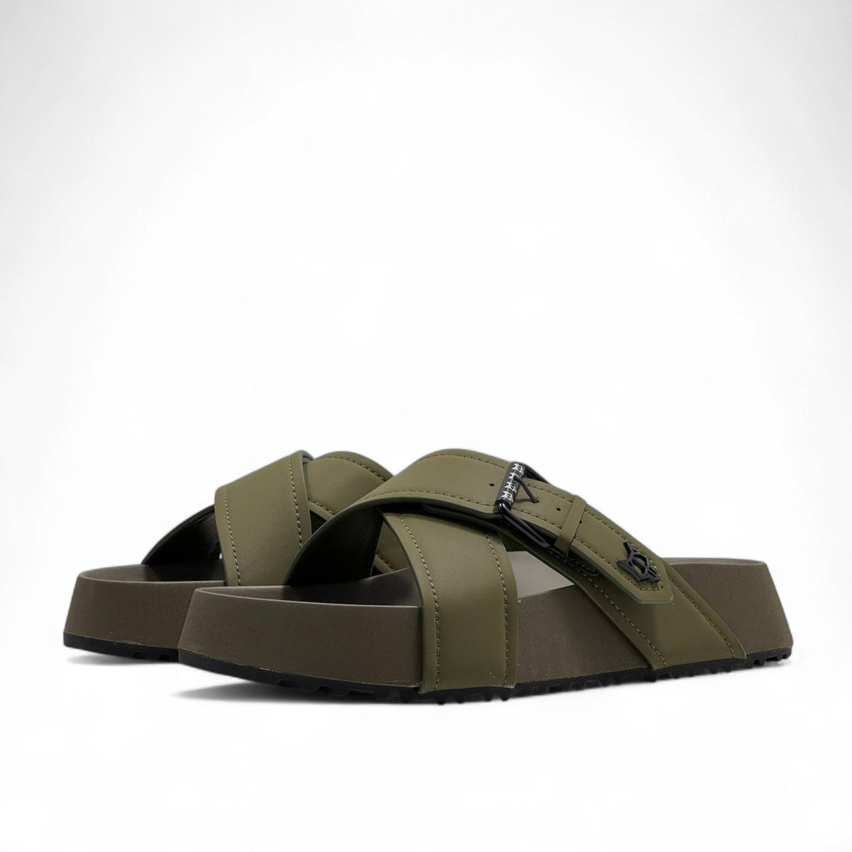 Naked Wolfe Cross-Strap Slides — Olive Green - MASTERPIECE