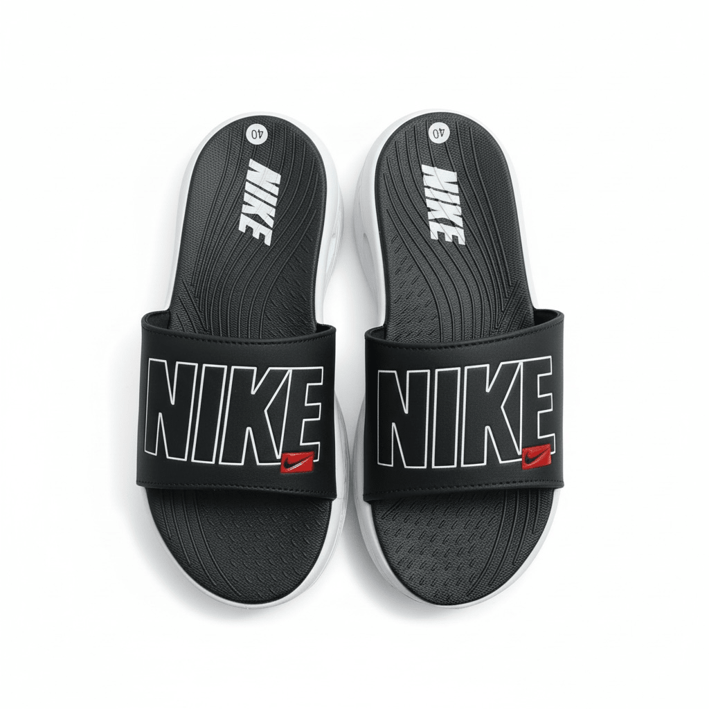 Nike Air Cushion Slides Black & White ⚫🤍 | Elevated Comfort Edition 👟🔥 - MASTERPIECE