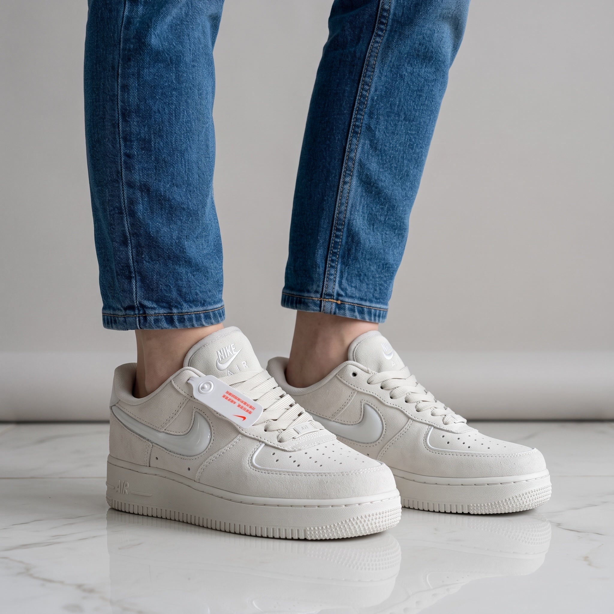 Nike Air Force 1 – Light Bone Sneakers – Clean White 👟 - MASTERPIECE