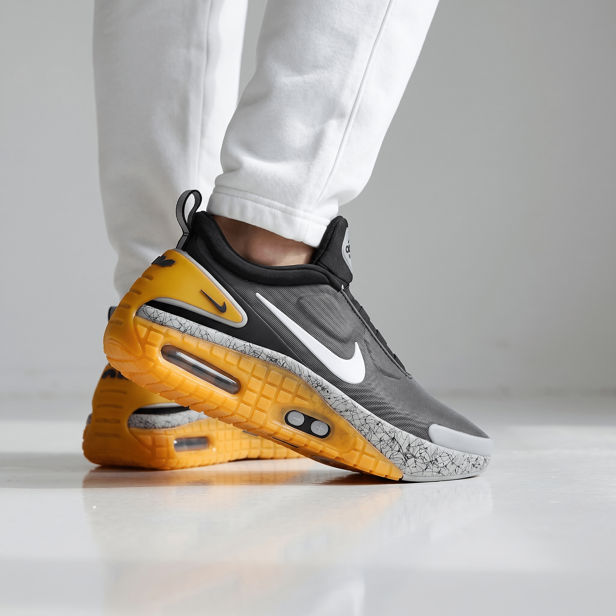 🩶🟡 Nike Air Max Slip-On Sneakers – Grey Volt Edition 👟⚡ - MASTERPIECE