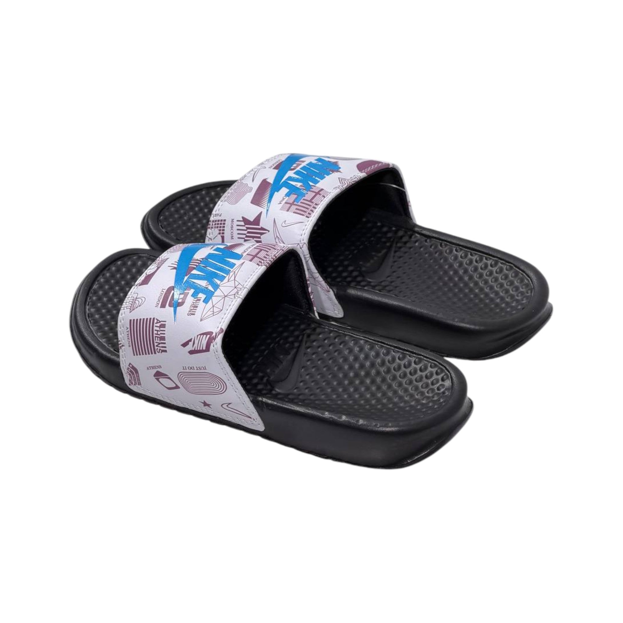 🏙️ Nike Benassi City Edition Slides – White Graphic Print - MASTERPIECE