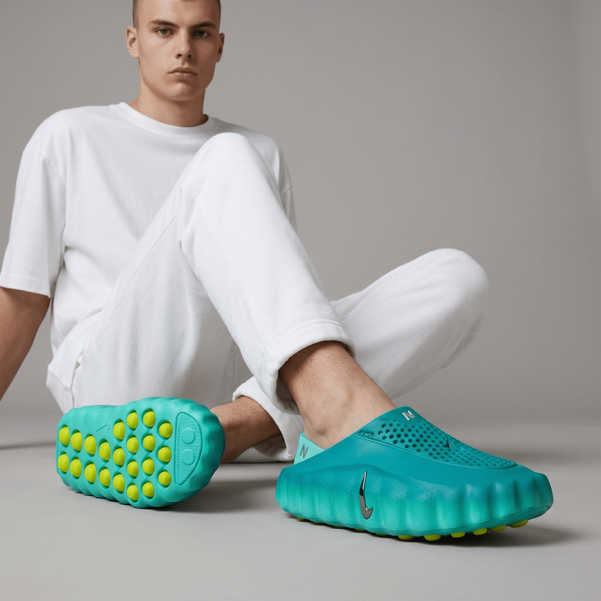 👟 Nike MIND Recovery Clogs – Turquoise & Volt - MASTERPIECE