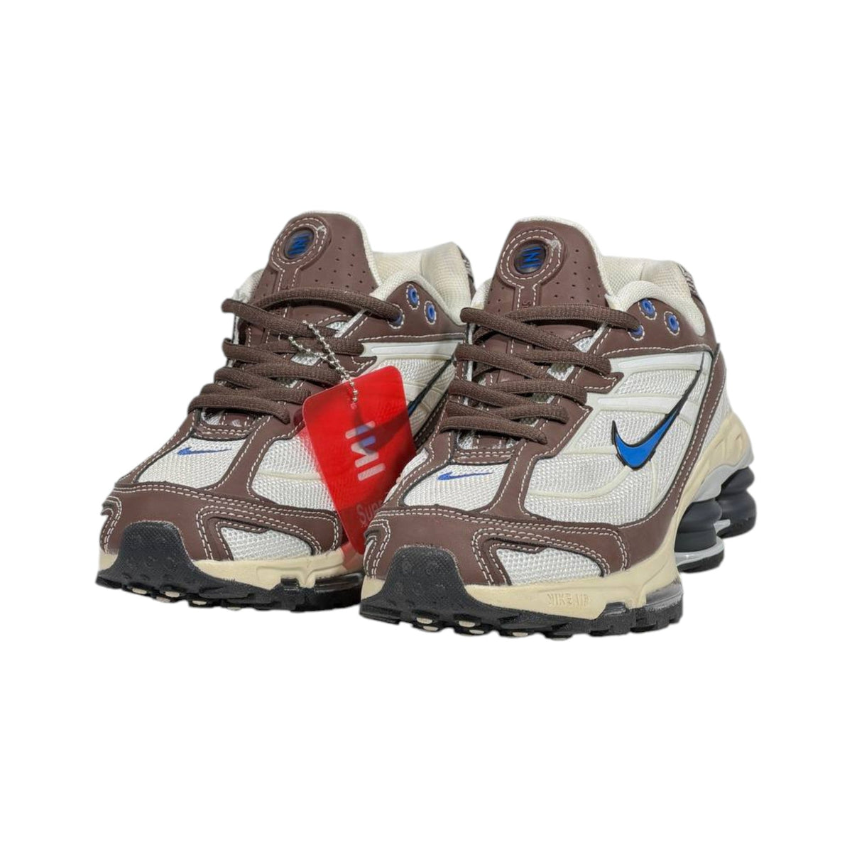 🤎⚡ Nike Shox R4 Retro Brown & Cream Running Sneakers – Y2K Streetwear Cushion Shoes 👟🔥 - MASTERPIECE