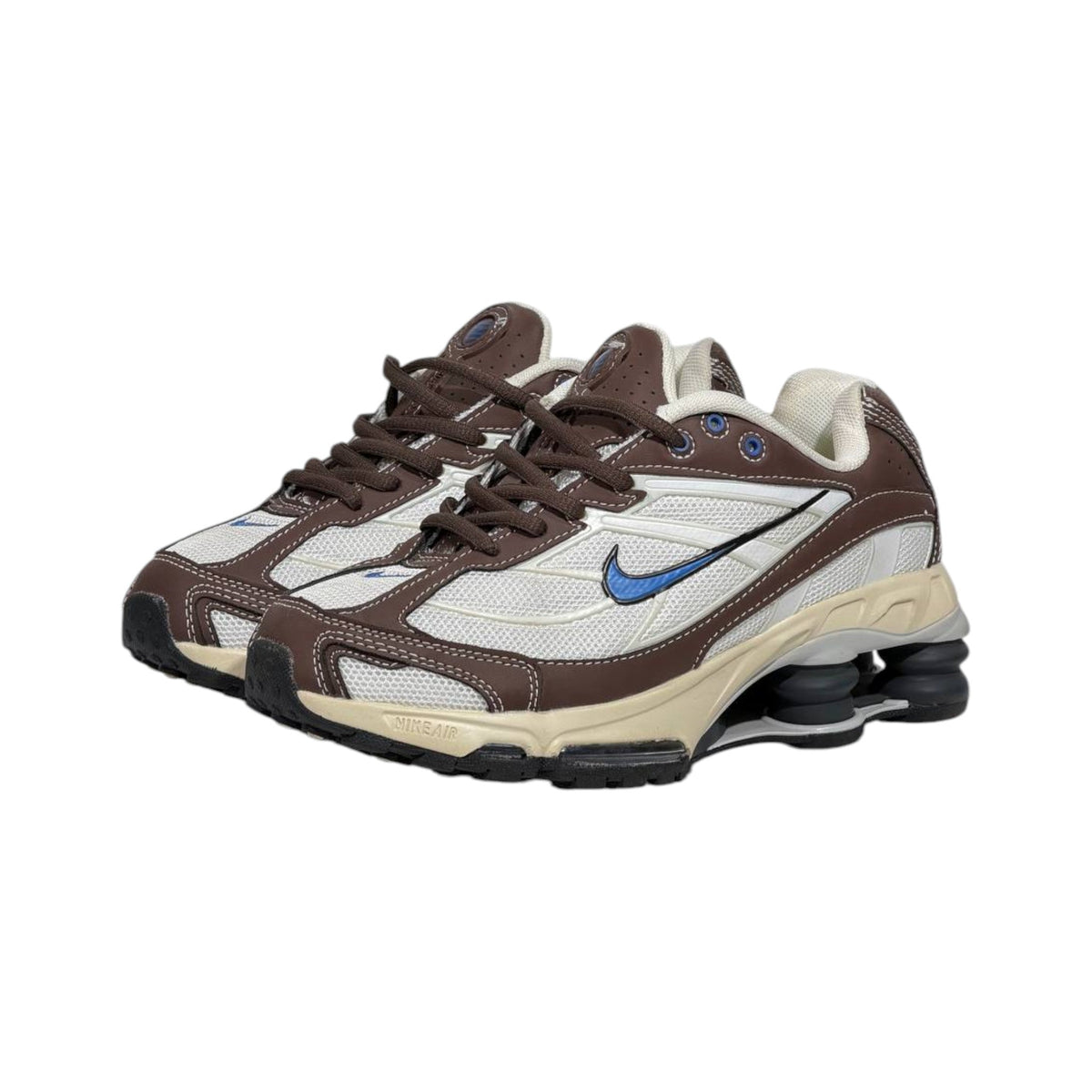 🤎⚡ Nike Shox R4 Retro Brown & Cream Running Sneakers – Y2K Streetwear Cushion Shoes 👟🔥 - MASTERPIECE