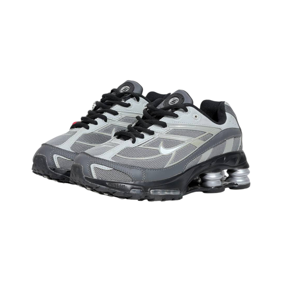 ⚡🩶 Nike Shox R4 Silver Grey Retro Running Sneakers – Y2K Streetwear Cushion Shoes 👟🔥 - MASTERPIECE