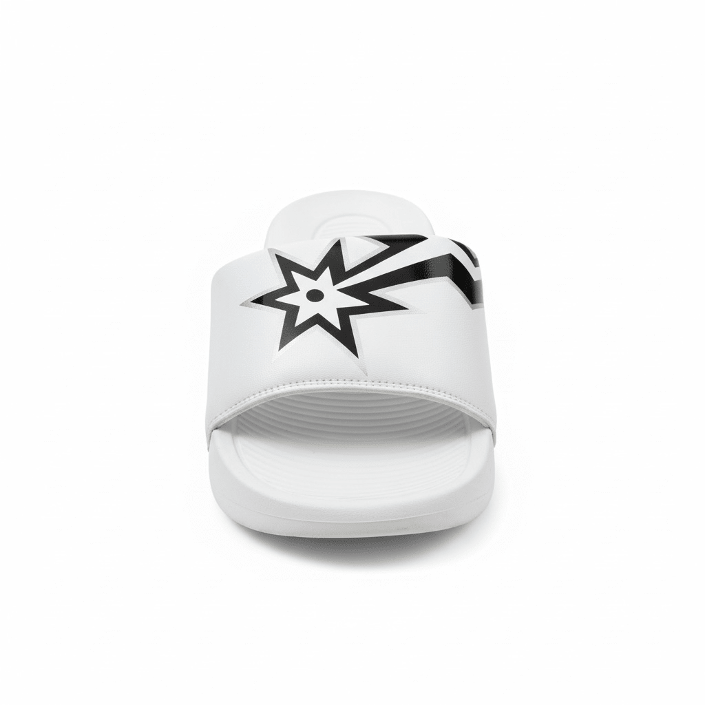 Nike White Graphic Slides 🤍⚡ | Bold Street Sport Summer Essential 👟🔥 - MASTERPIECE