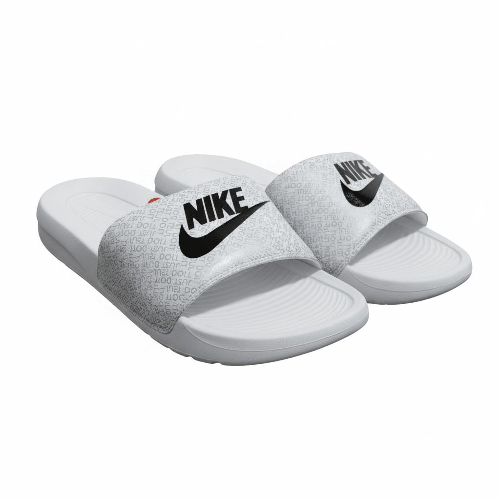 Nike White Logo Print Slides 🤍🖤 | Clean Sport Summer Essential 👟🔥 - MASTERPIECE
