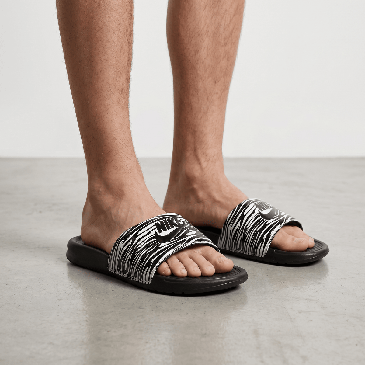 NIKE Zebra Slide Sandals – Black & White Edition 🖤⚡ - MASTERPIECE