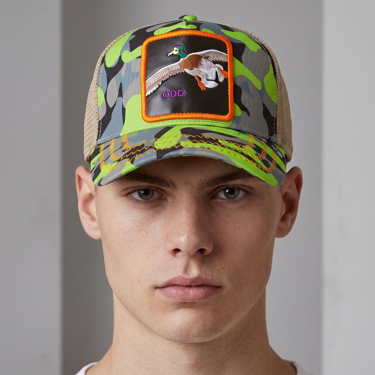 Odd Trucker Cap – Neon Camo Duck Patch 🧢🟩 - MASTERPIECE