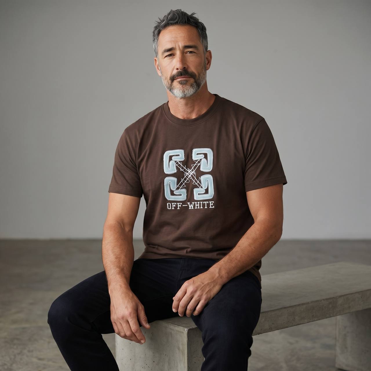 Off-White Arrow Logo Premium T-Shirt – Chocolate Brown 🤎✨ - MASTERPIECE