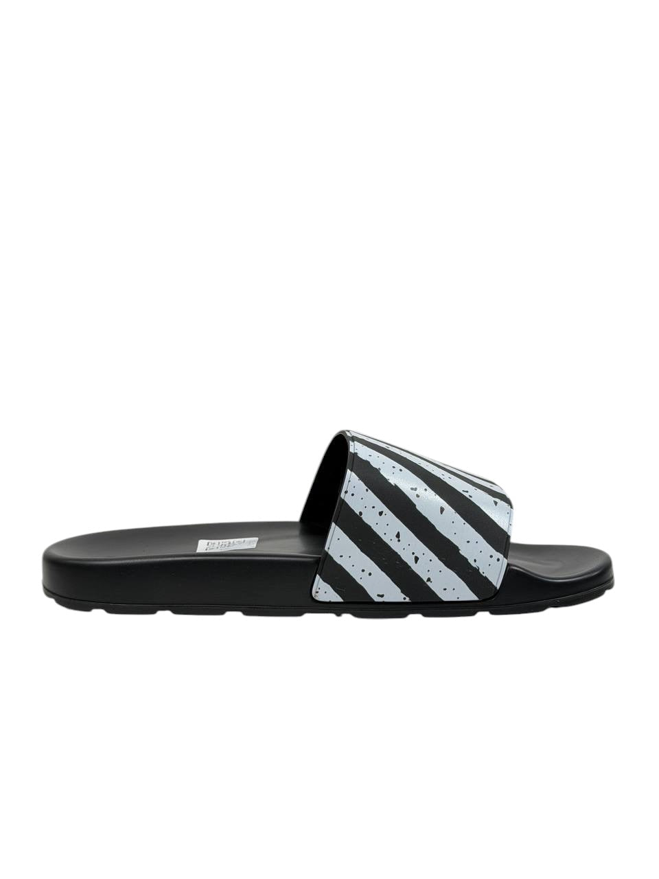 OFF-WHITE Industrial Stripe Slides – Black/White Edition ⚫⚪🔥 - MASTERPIECE