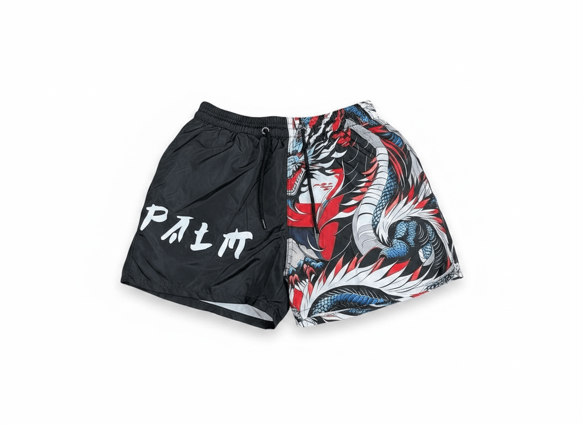 Palm Dragon Graphic Swim Shorts 🐉🔥 - MASTERPIECE
