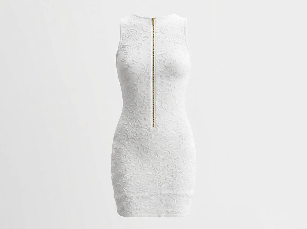 Balmain-Style White Embossed Button Mini Dress 🤍✨