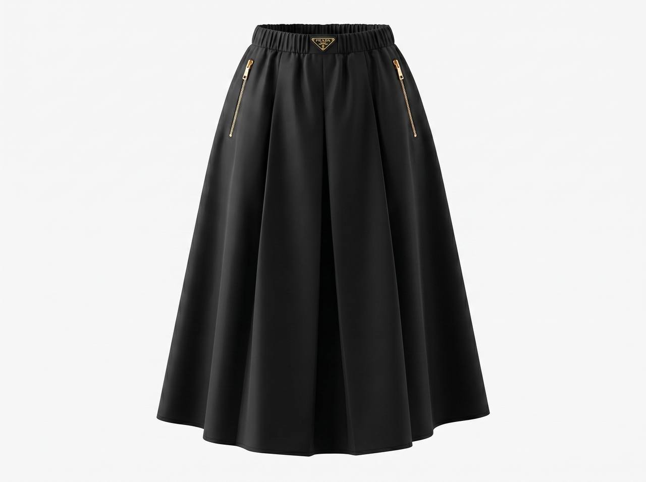 Prada Black Pleated Midi Skirt 🖤✨