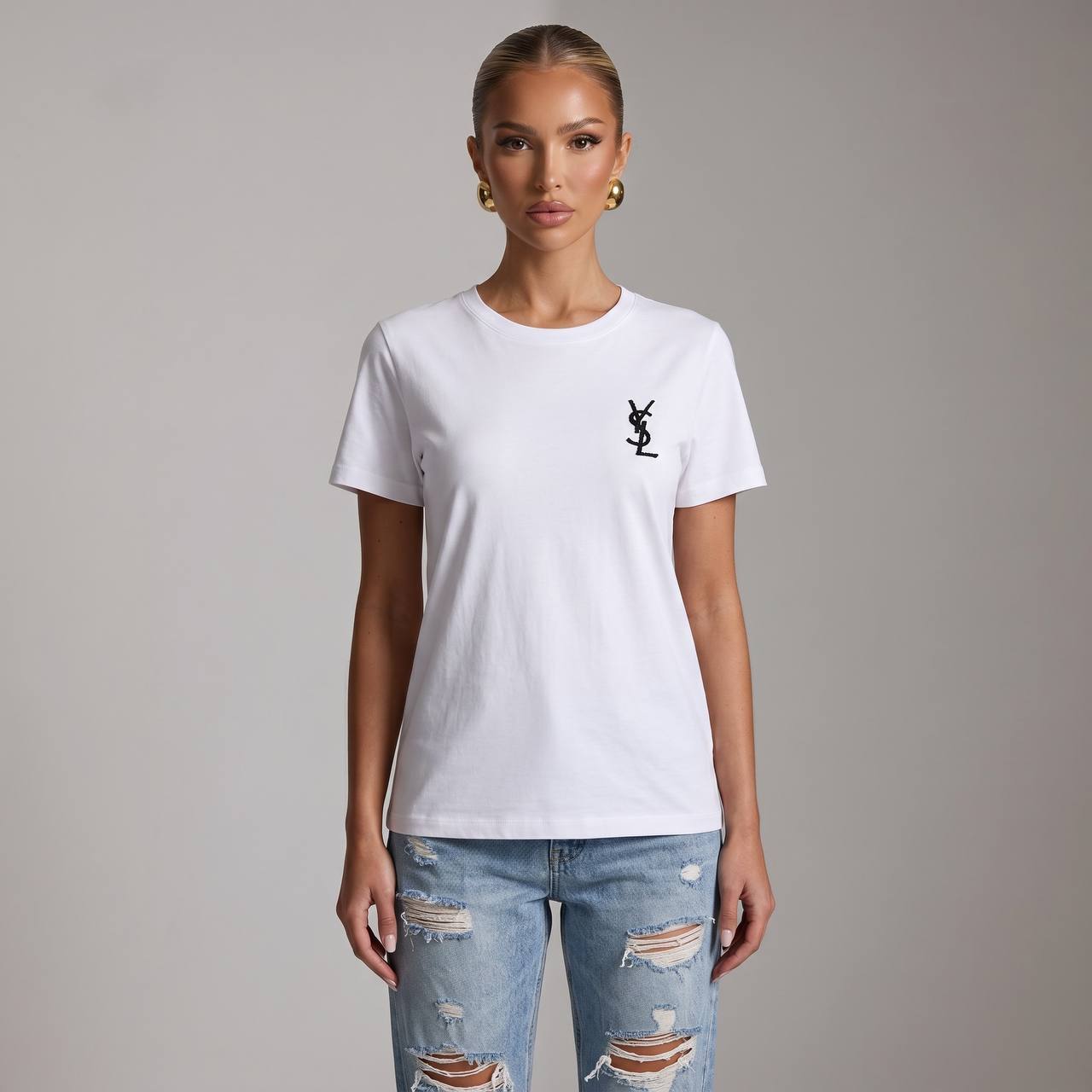 Saint Laurent White Logo T-Shirt 🤍✨🖤