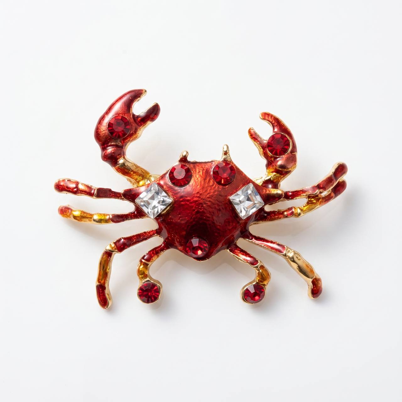 🦀❤️ Red Crystal Crab Statement Brooch ✨