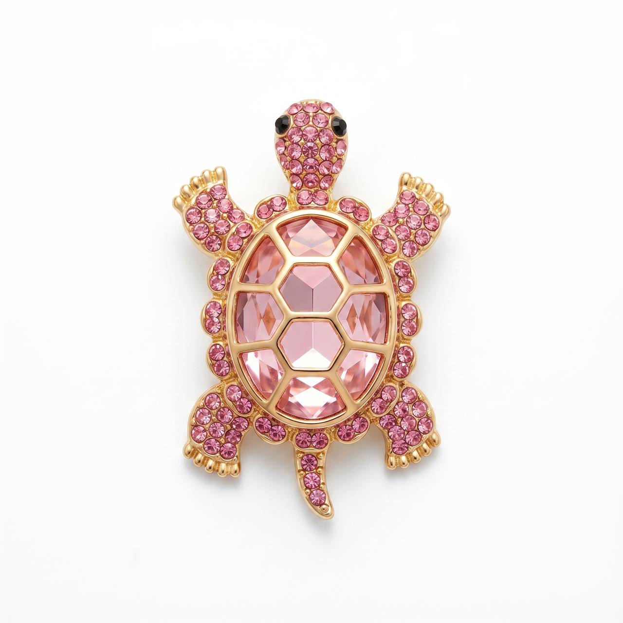 🐢💗 Pink Crystal Turtle Statement Brooch ✨