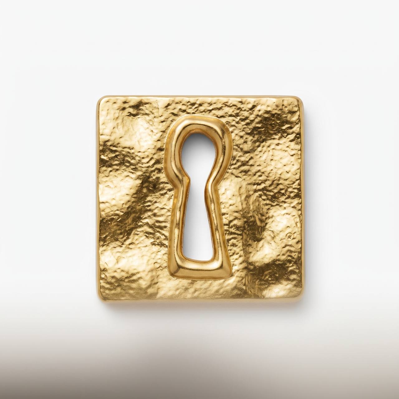 🔐✨ Hammered Gold Keyhole Statement Brooch