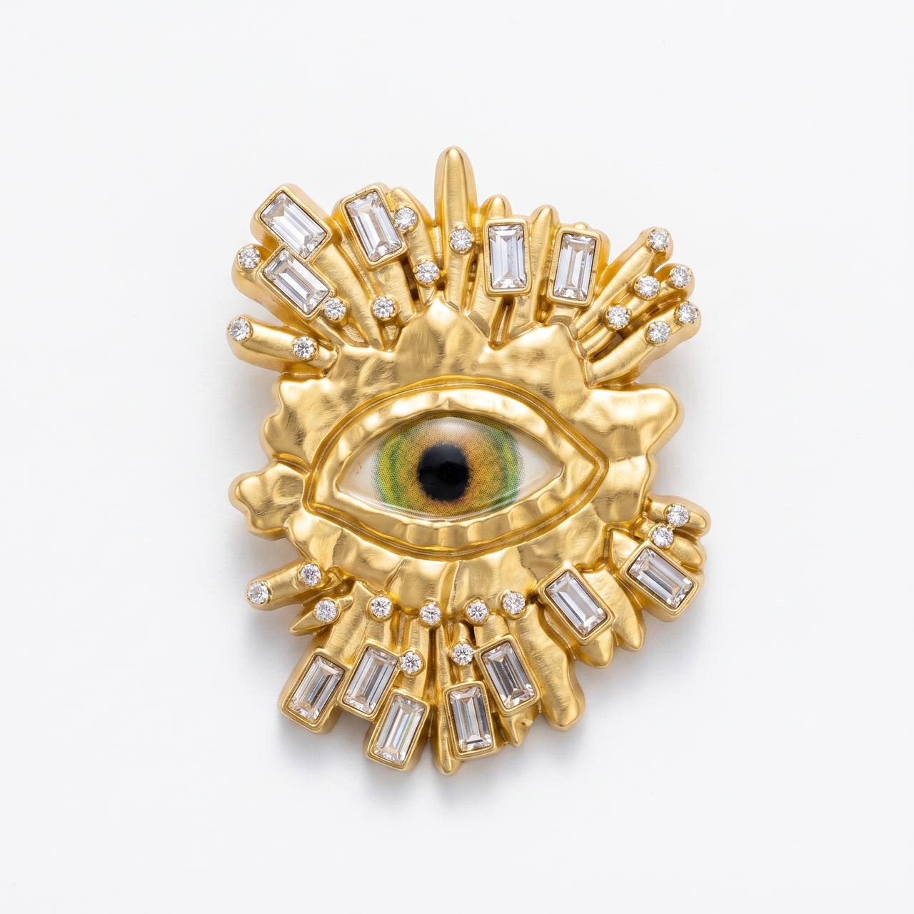 👁️✨ Golden Crystal Eye Statement Brooch 💎