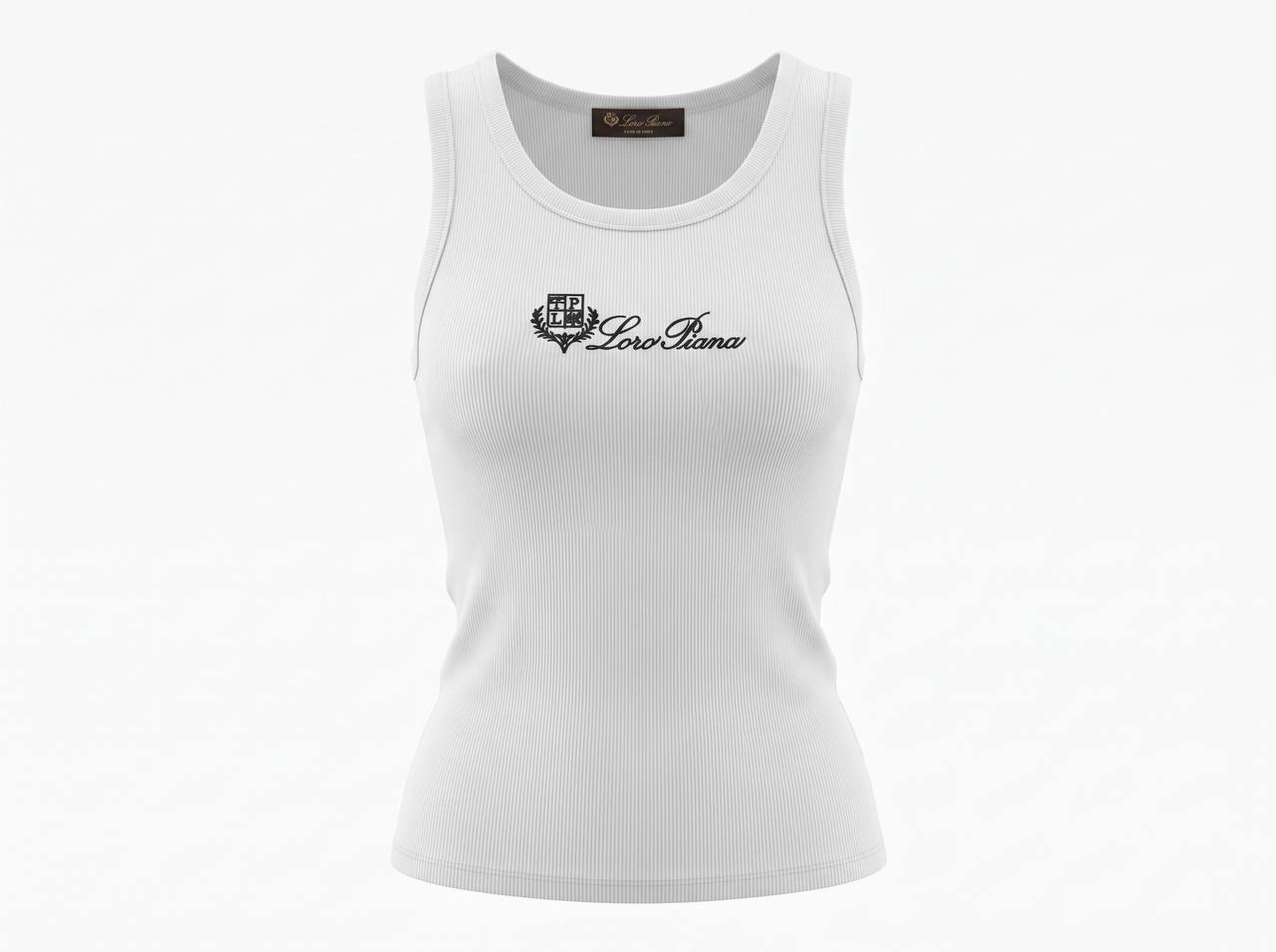 🤍 Loro Piana Ribbed Logo Tank Top ✨
