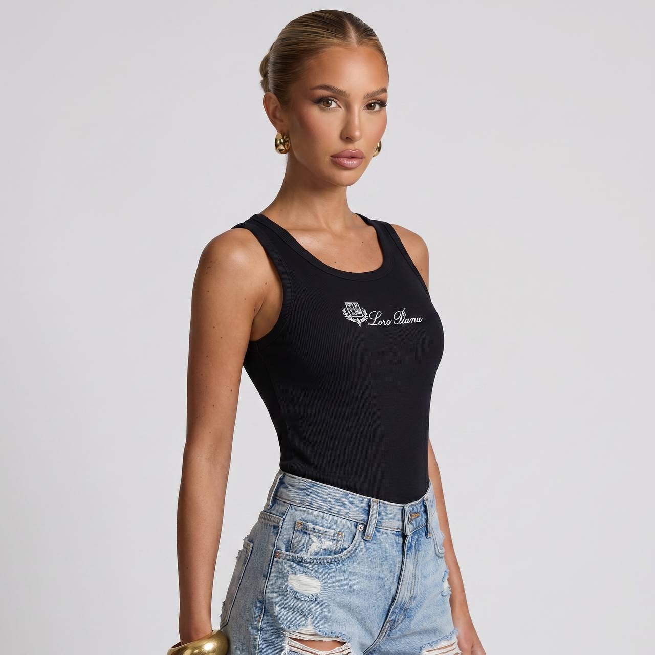 🖤 Loro Piana Ribbed Logo Tank Top ✨