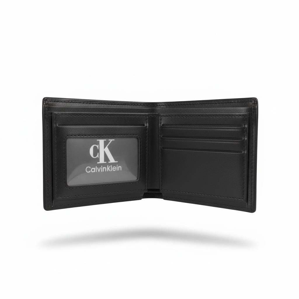 Calvin Klein Embossed Logo Leather Wallet – Modern Black Design 🖤✨