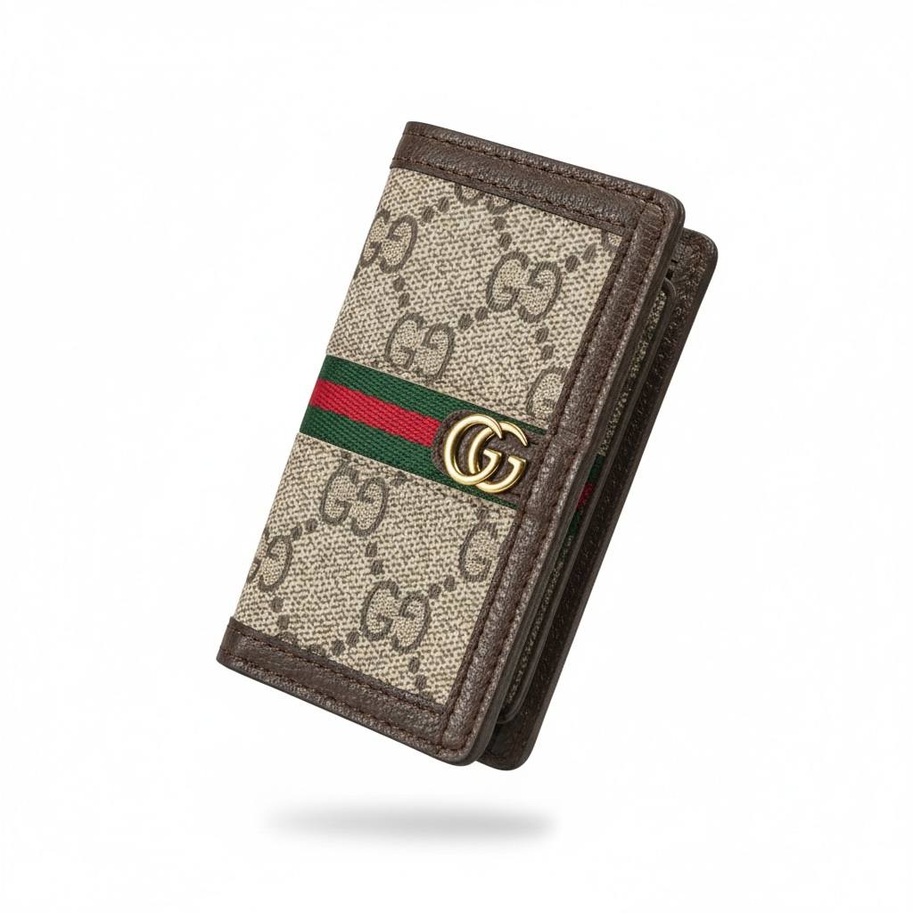 Gucci GG Canvas Wallet with Web Stripe – Classic Heritage Design 🤍🤎✨