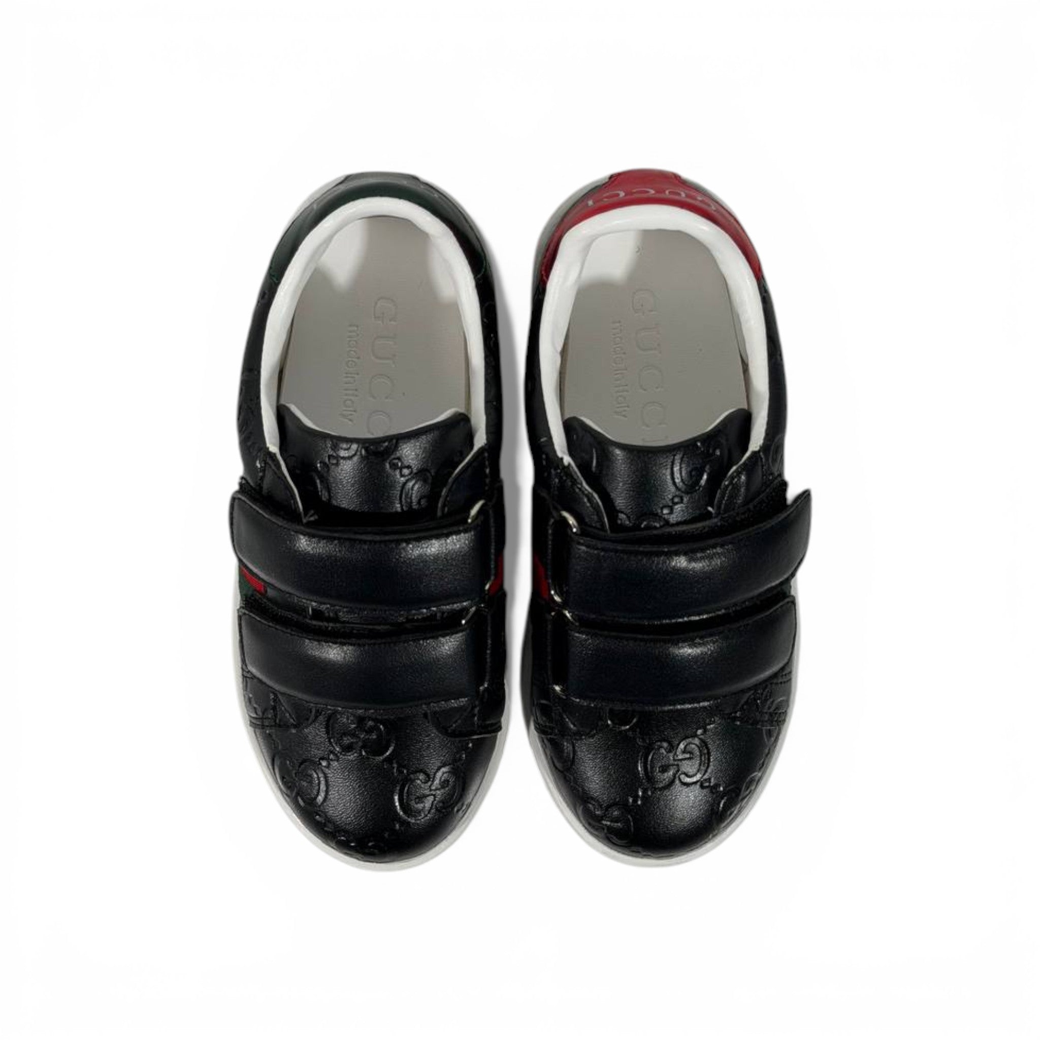Gucci Kids Black Leather Sneakers with Web Stripe – Luxury Comfort for Little Steps 👶👟🖤