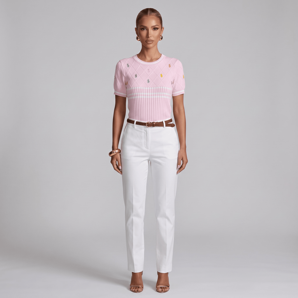 🩷 Polo Ralph Lauren Multicolor Pony Knit Top | Pink | One Size - MASTERPIECE