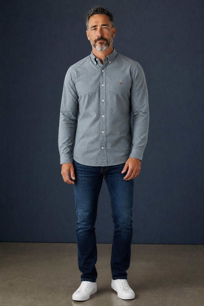 Polo Ralph Lauren Premium Oxford Button-Down Shirt for Men – Classic Relaxed Fit Smart Casual Shirt 🩶✨ - MASTERPIECE