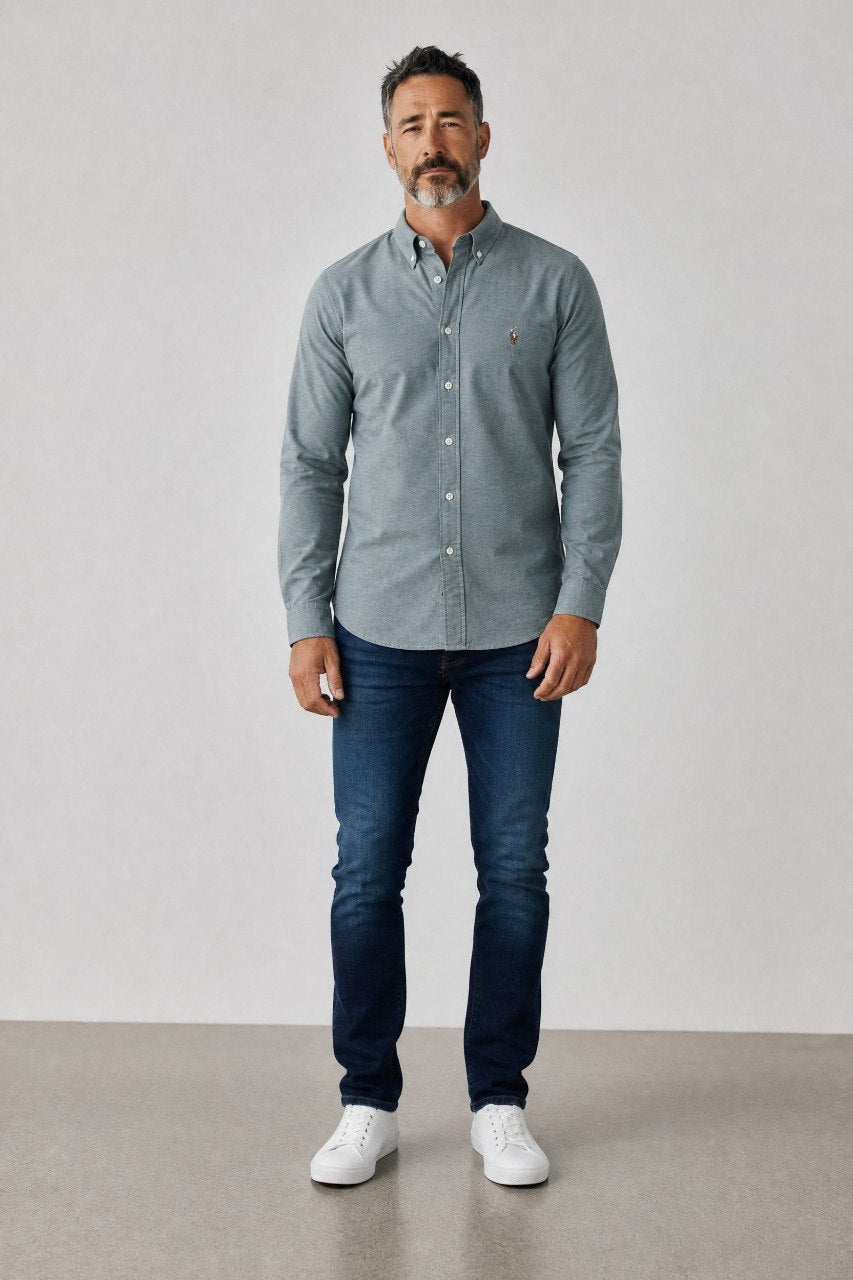 Polo Ralph Lauren Premium Oxford Button-Down Shirt for Men – Classic Relaxed Fit Smart Casual Shirt 🩶✨ - MASTERPIECE