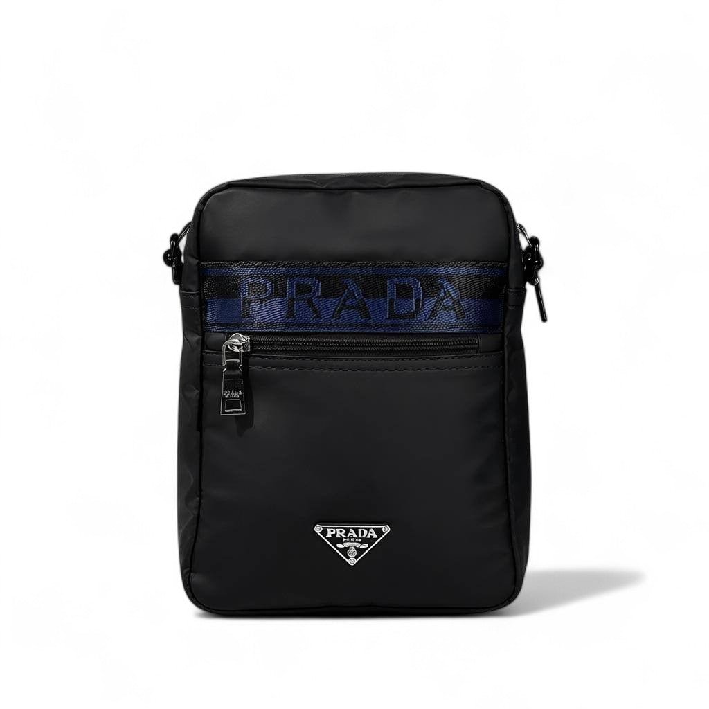 Prada Logo Crossbody Bag — Black & Blue - MASTERPIECE