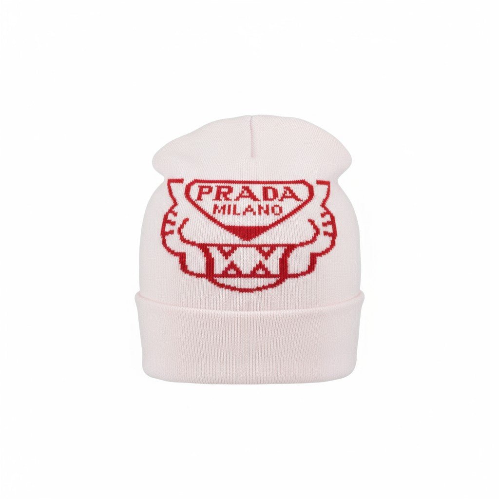 Prada Milano Beanie — White & Red - MASTERPIECE