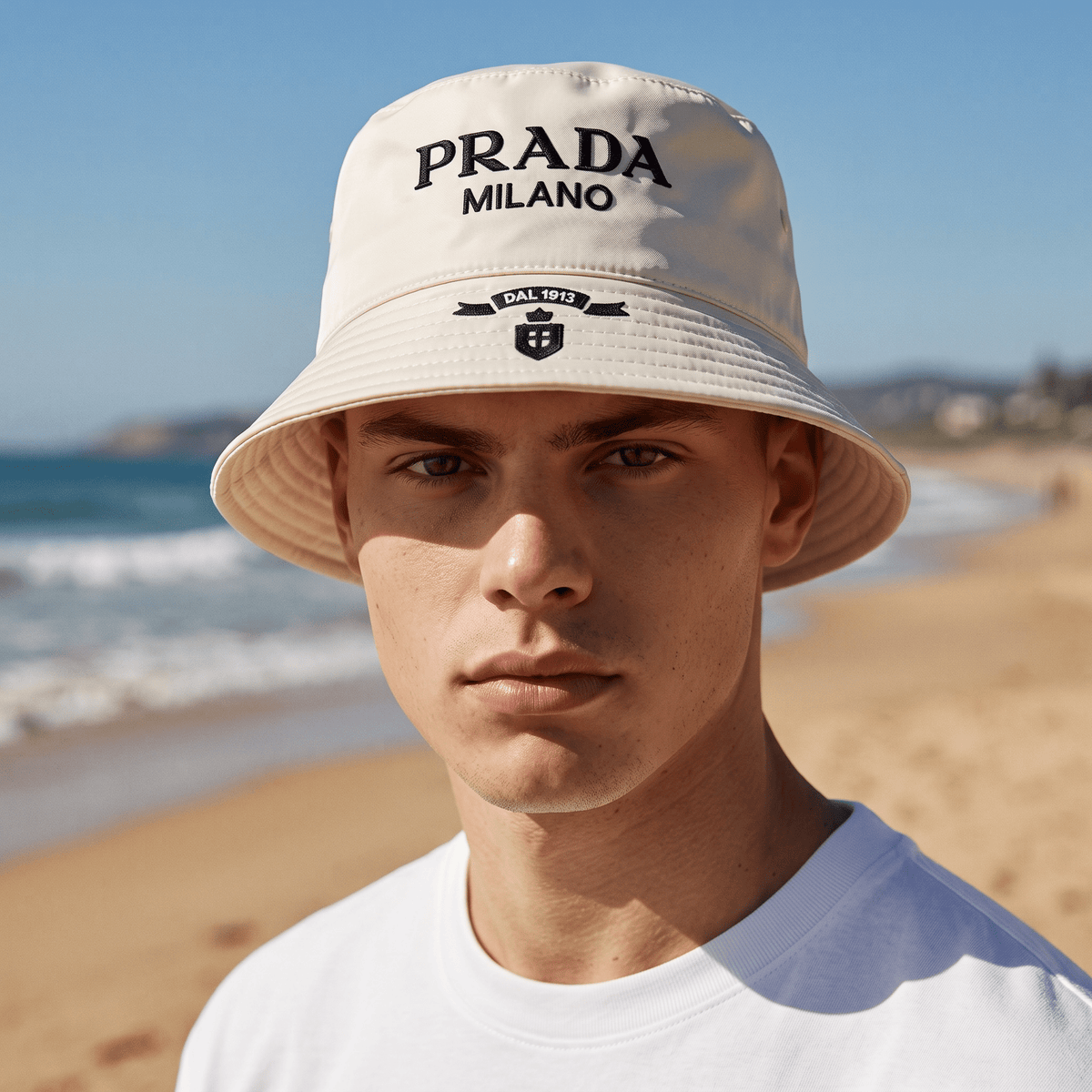 Prada Milano Bucket Hat — Beige - MASTERPIECE