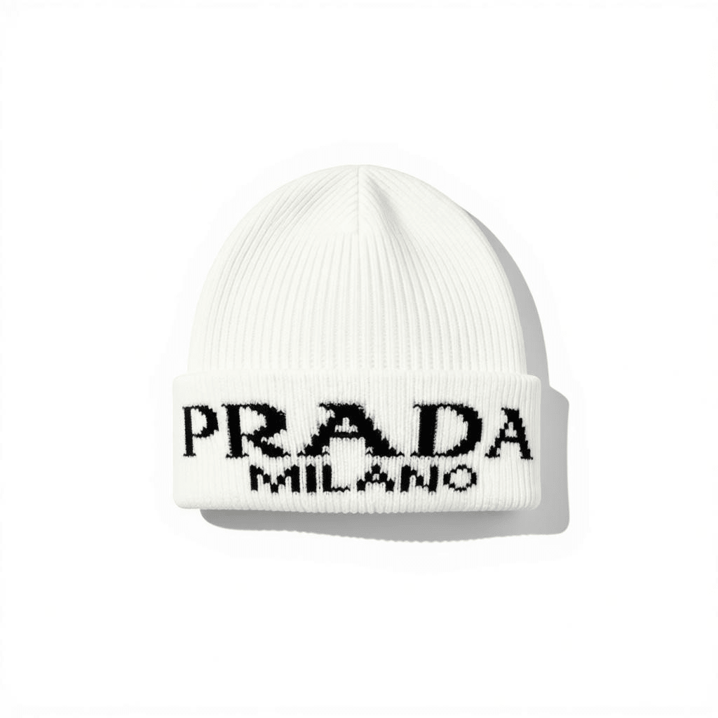 Prada Milano Ribbed Beanie — White - MASTERPIECE