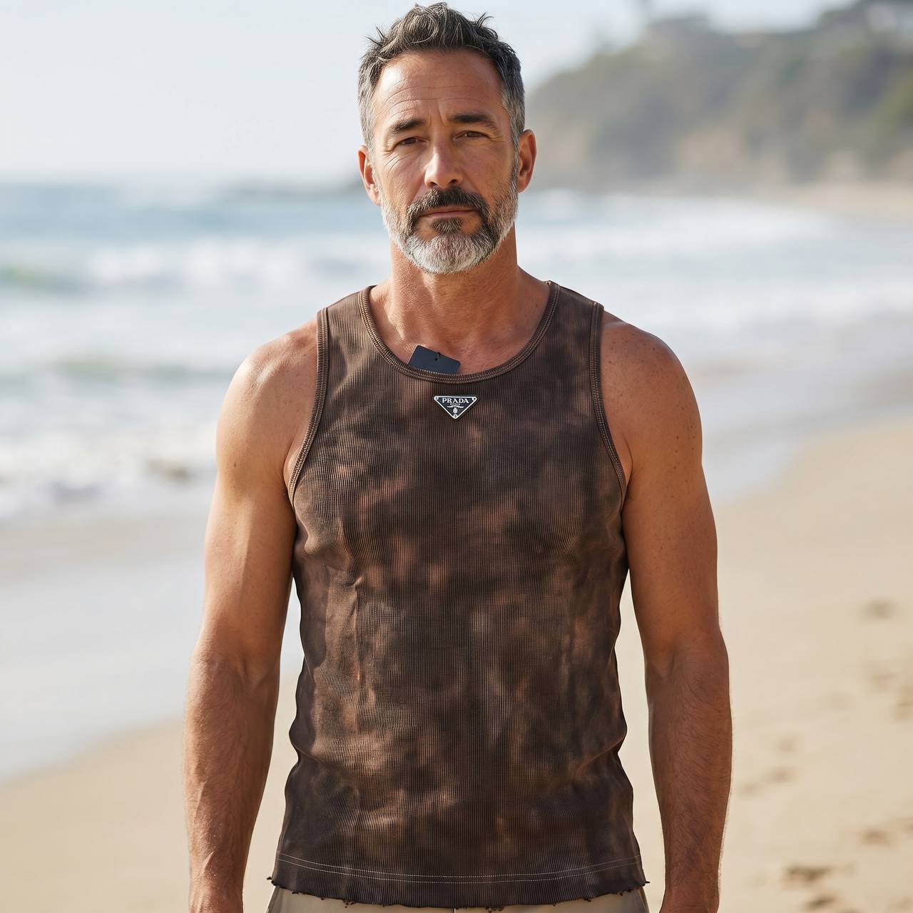 Prada Milano Ribbed Tank Top – Chocolate Brown Luxury Summer Edition 🤎☀️ - MASTERPIECE