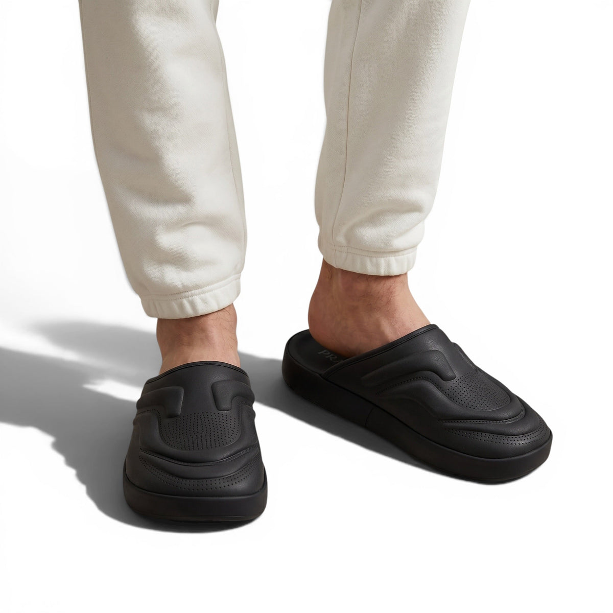 Prada Monolith Foam Slides – Black Minimal Luxury Comfort 🖤⚡ - MASTERPIECE