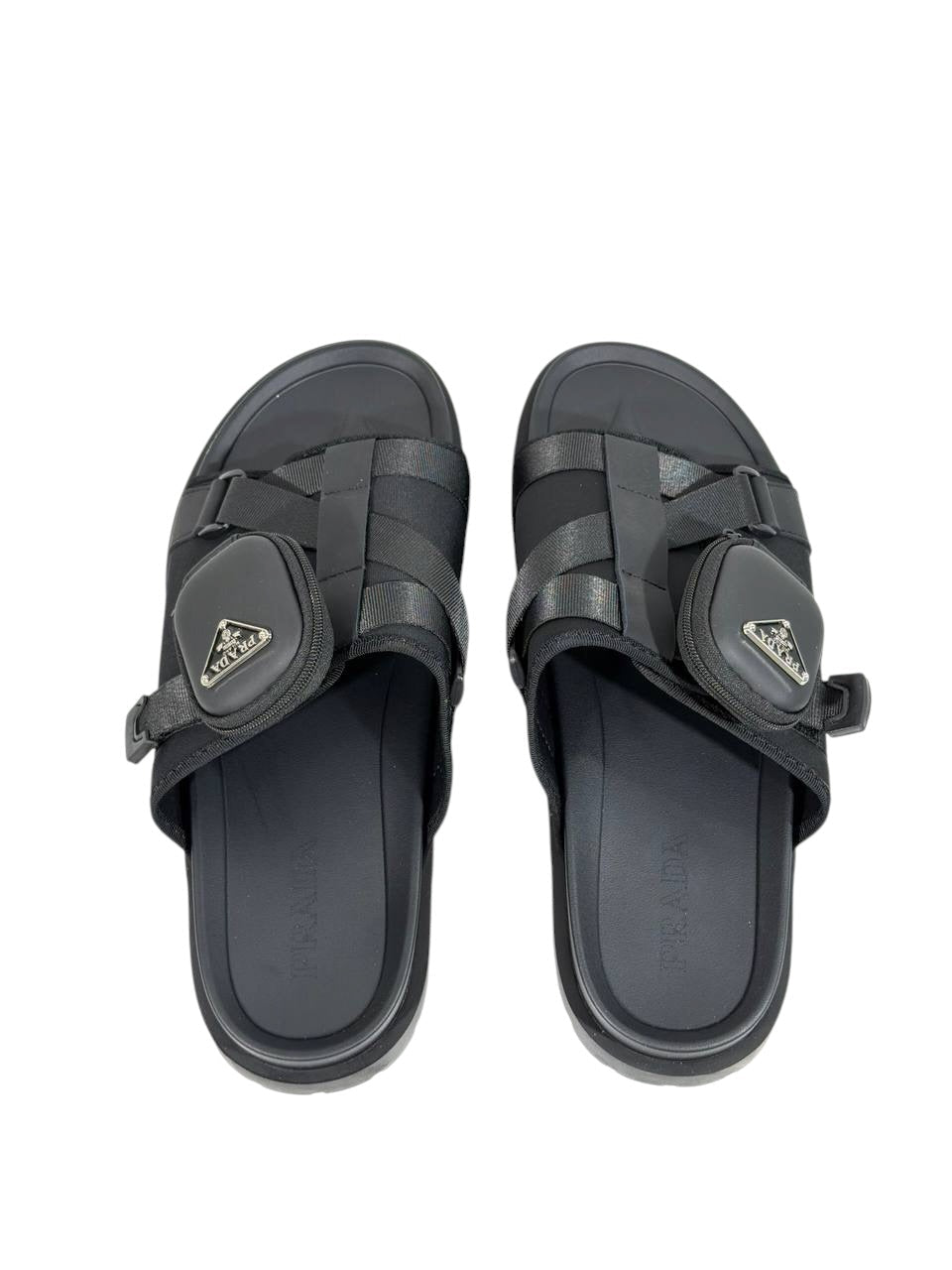 Prada Tactical Pocket Slides – Black Utility Luxury 🖤⚡ - MASTERPIECE
