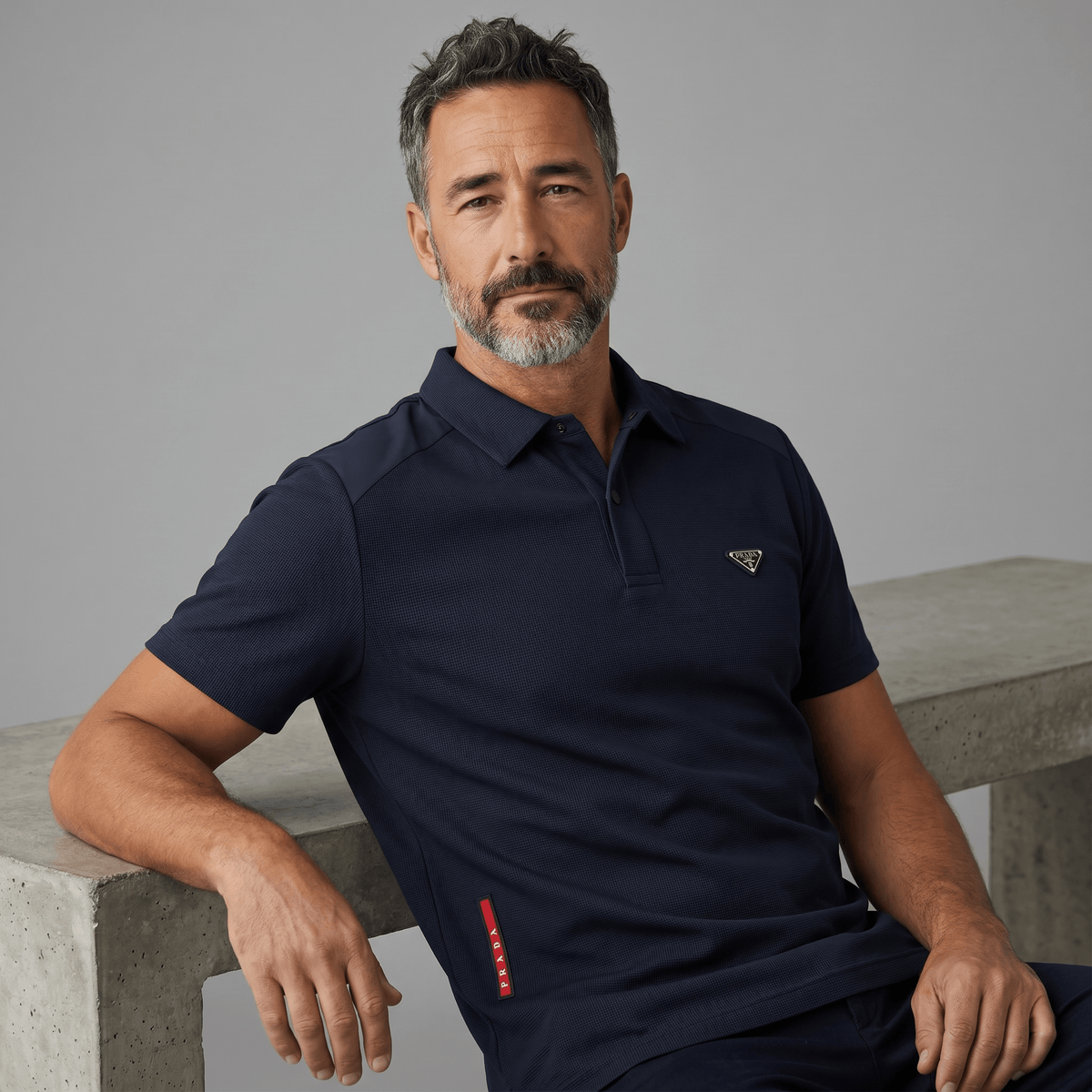 Prada Textured Performance Polo – Navy Blue Edition 🔥 - MASTERPIECE