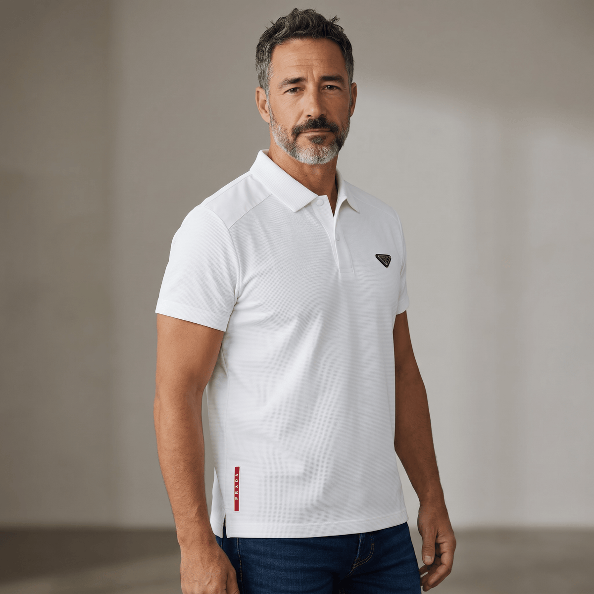 Prada Textured Performance Polo – White Edition 🤍 - MASTERPIECE