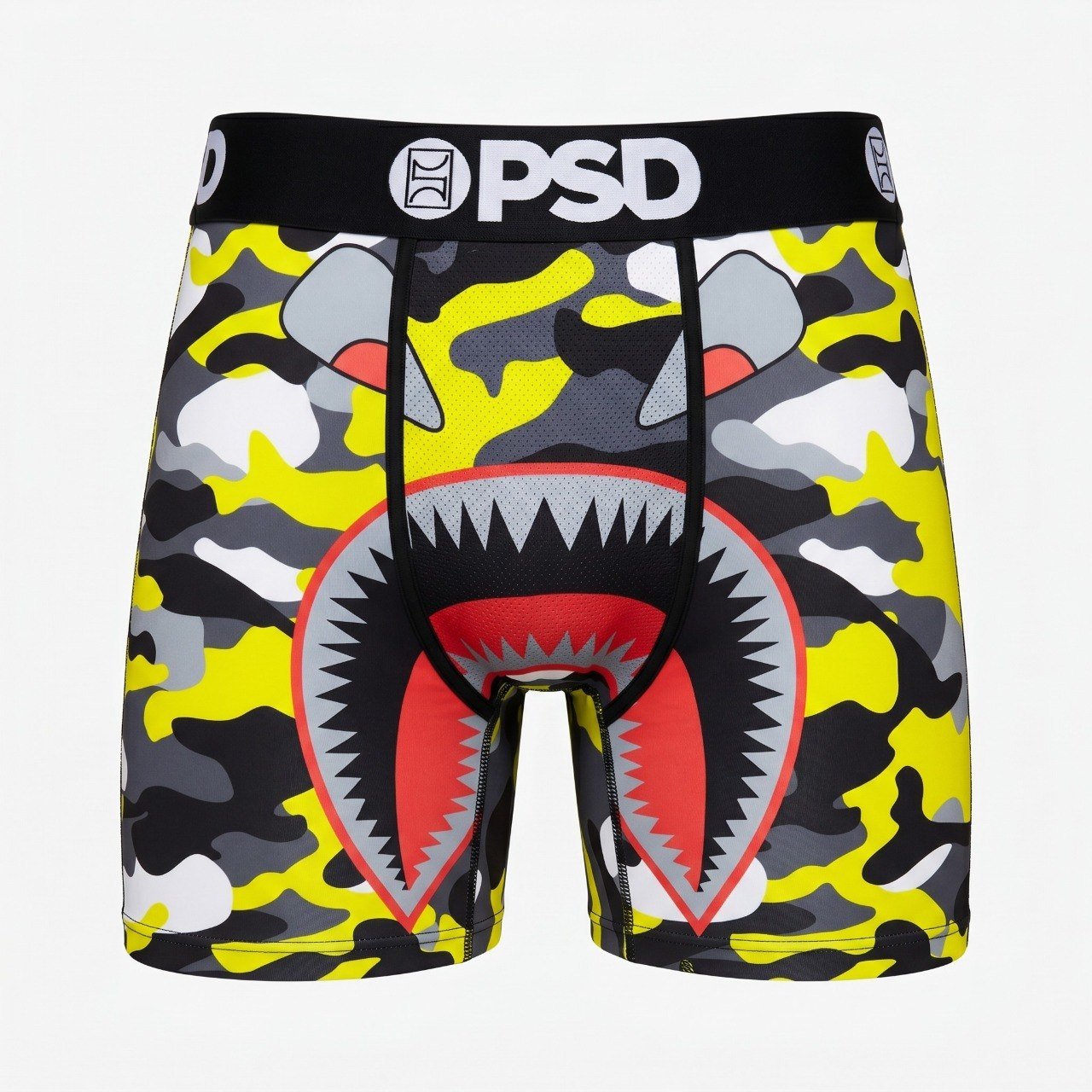 PSD Shark Camo Performance Boxer Briefs – Neon Yellow Compression Underwear 🦈⚡ - MASTERPIECE