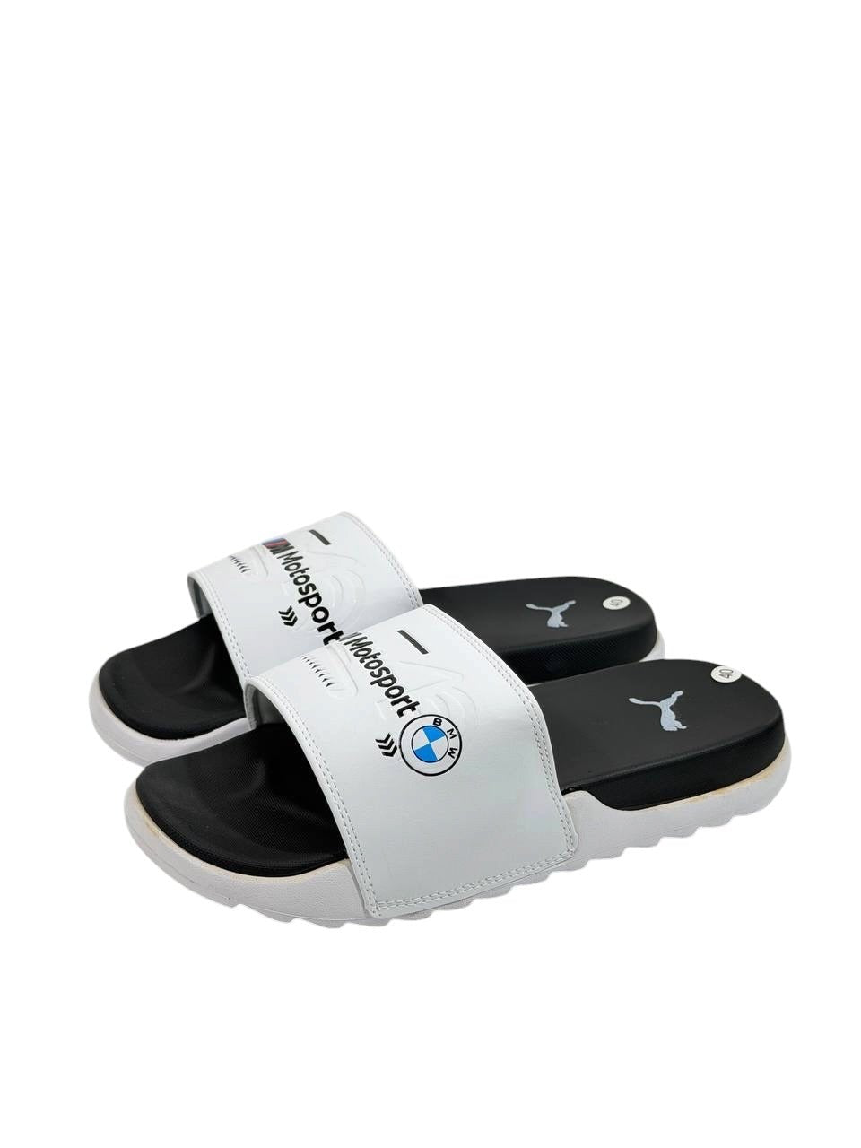 PUMA BMW M Motorsport Slide Sandals – White & Black Edition ⚪⚫🏁 - MASTERPIECE
