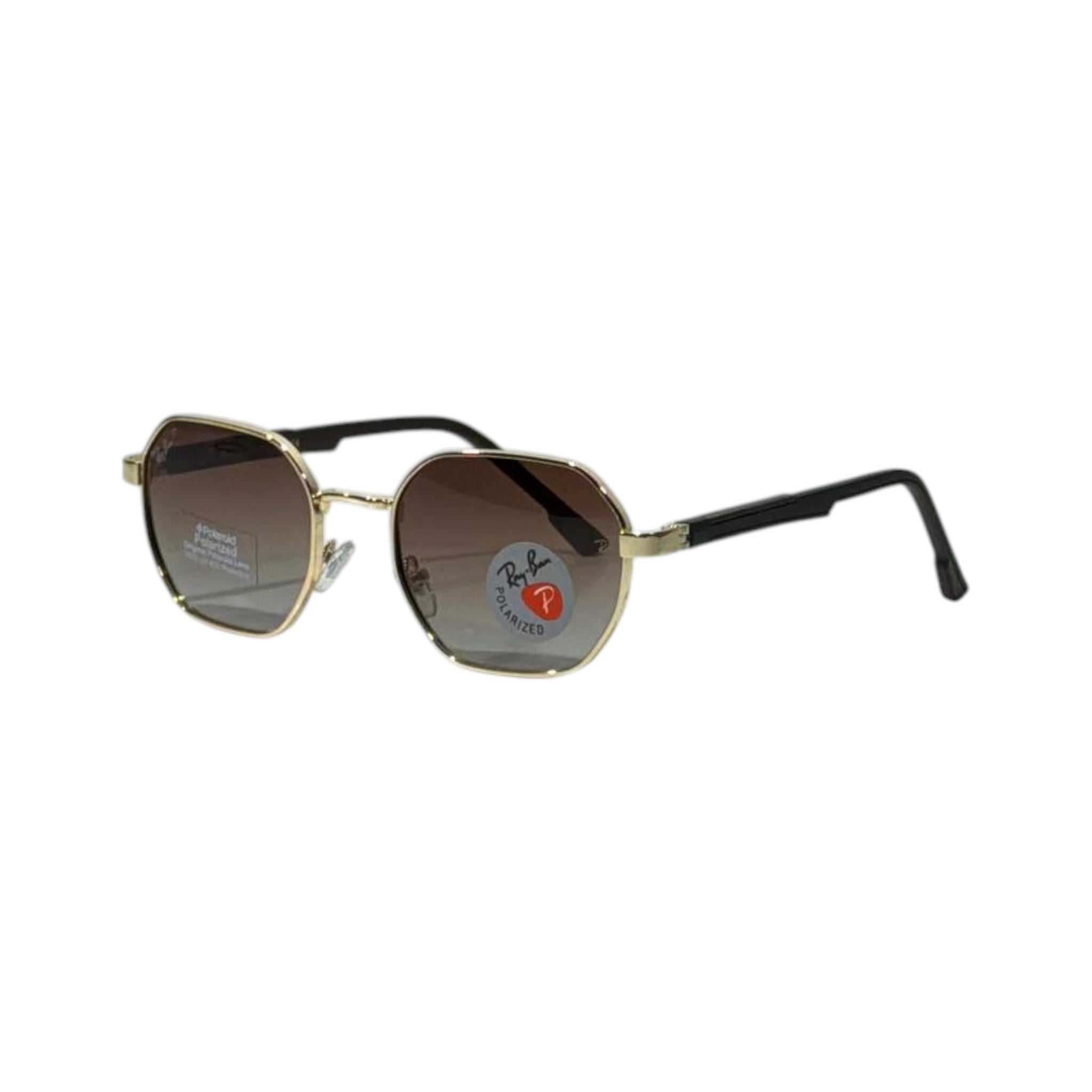 🕶️ Ray-Ban Polarized Octagonal Sunglasses – Gold & Brown Gradient Edition ✨ - MASTERPIECE
