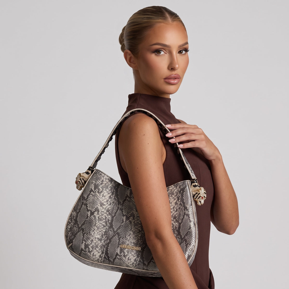 Roberto Cavalli Hobo – Snake Print Shoulder Bag 🐍✨ - MASTERPIECE