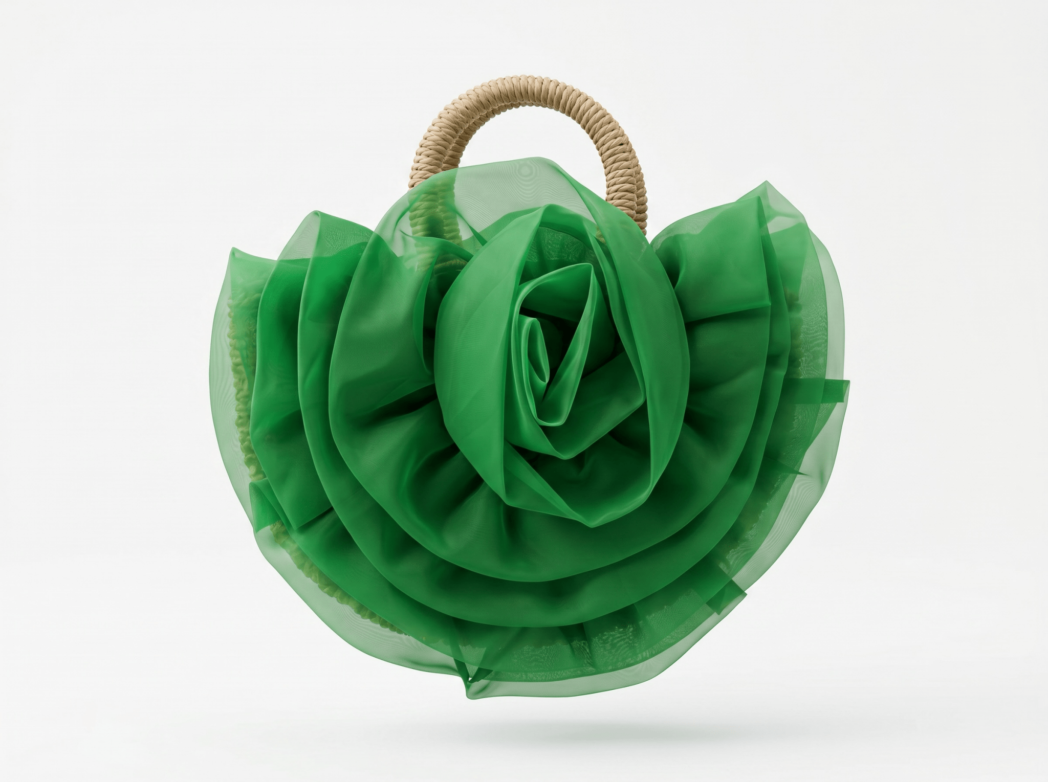 Rosantica Bloom Organza Floral Top Handle Bag – Emerald Green 💚🌿 - MASTERPIECE