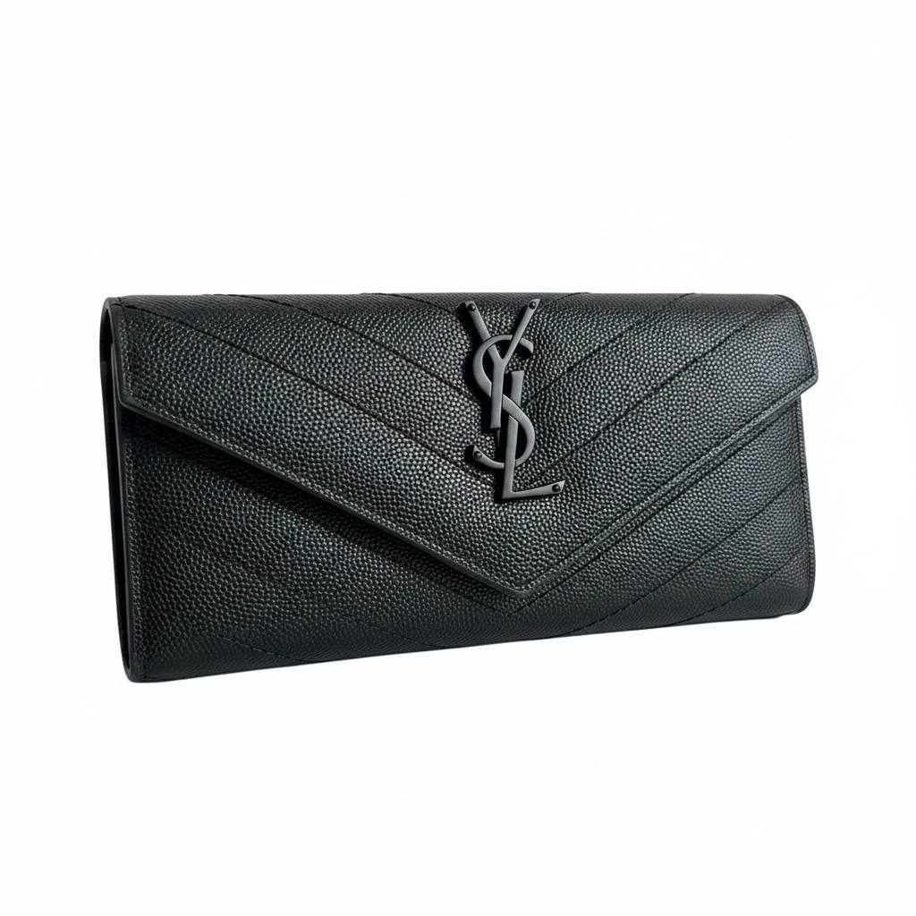Saint Laurent Inspired Black Envelope Wallet 🖤✨ Luxury YSL Style Women’s Long Wallet - MASTERPIECE