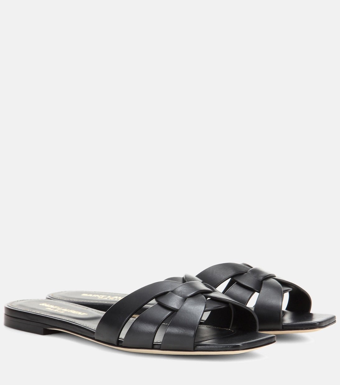 SAINT LAURENT Interlaced Leather Slides 🖤✨ | Minimal Luxury Essential - MASTERPIECE
