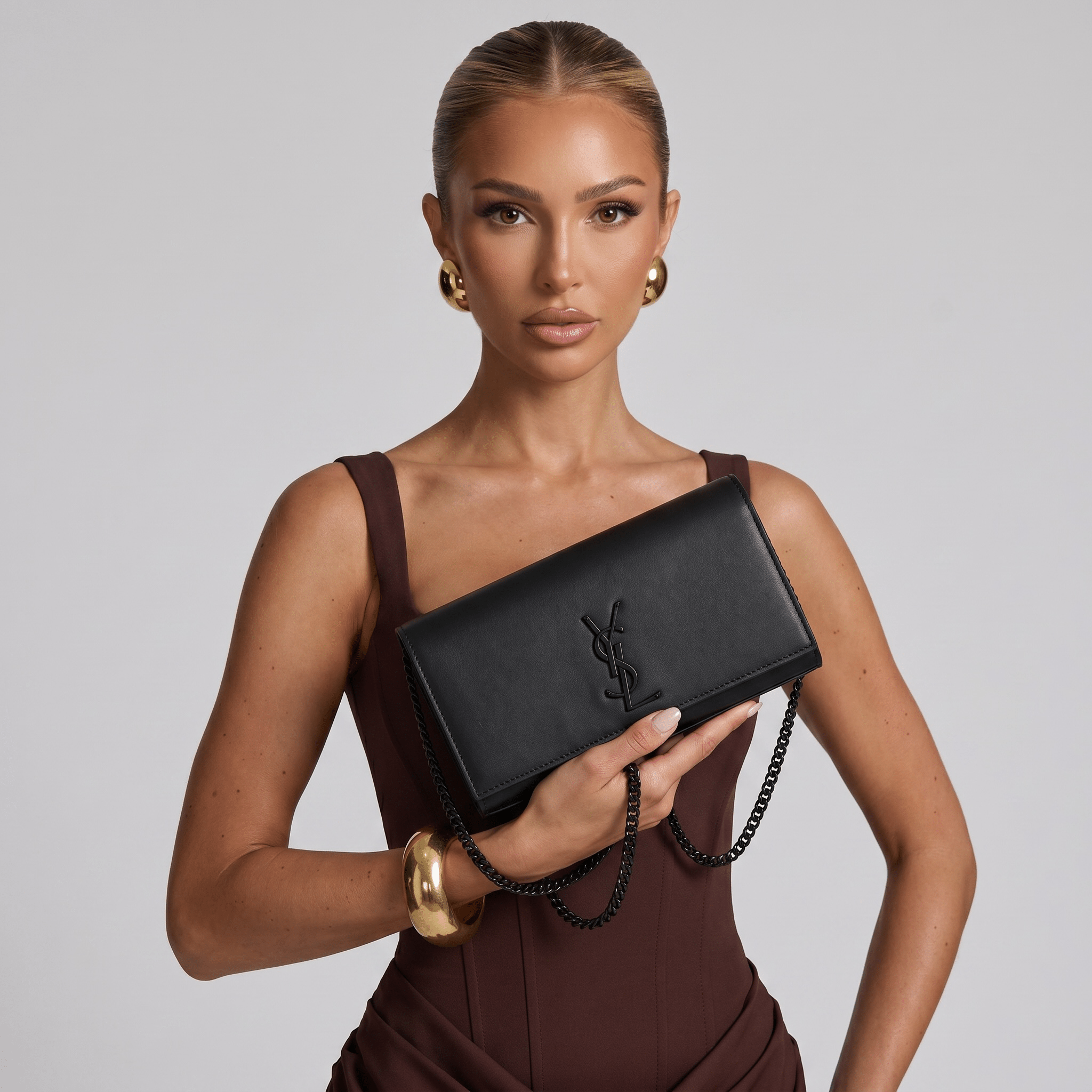 Saint Laurent Matte Black YSL Leather Clutch 🖤✨👛🔥 - MASTERPIECE