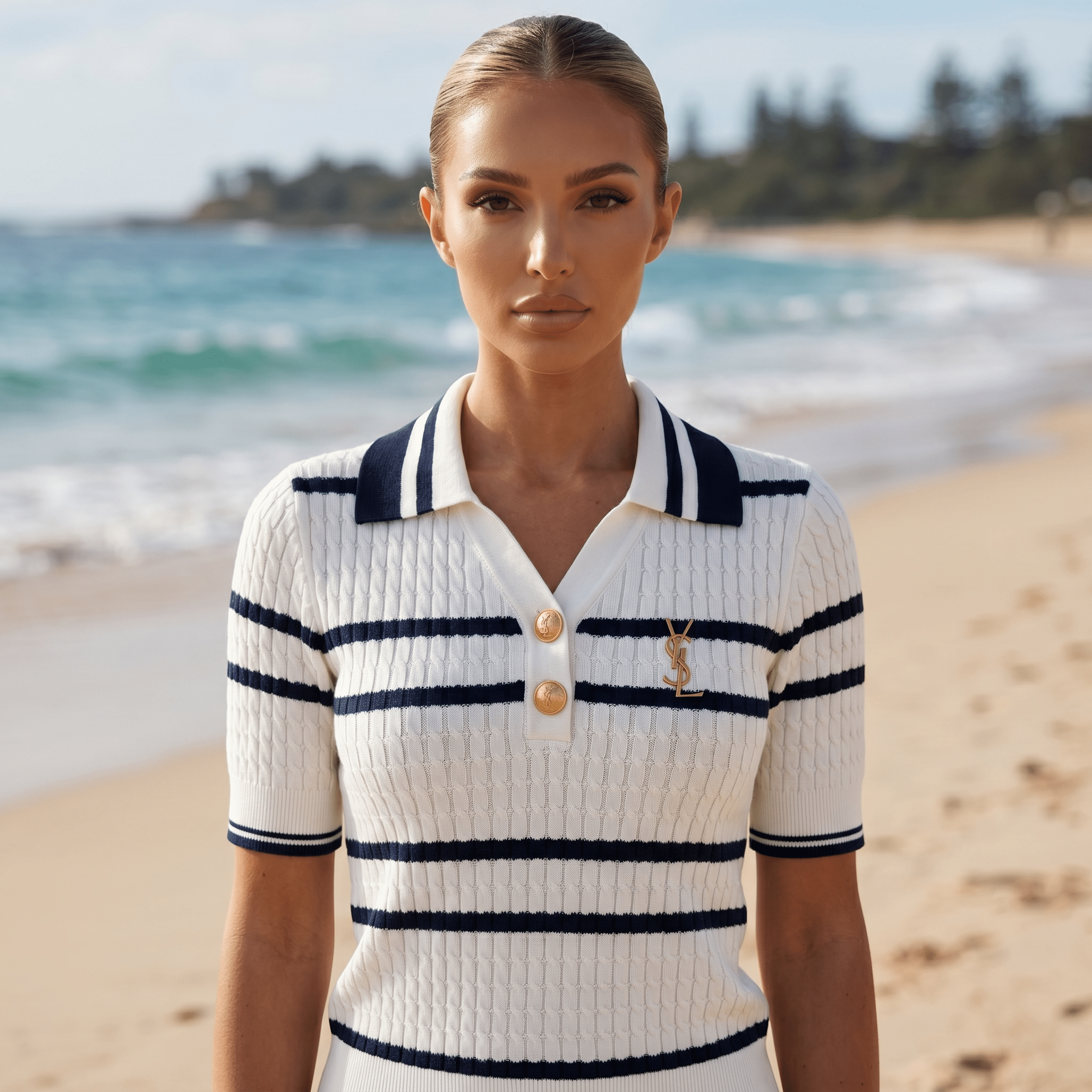 🤍 Saint Laurent Nautical Knit Polo Top - MASTERPIECE